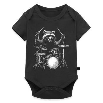 Drummer Raccoon Animal Drum Musician Percussion - Baby Premium short-sleeve bodysuit - black - Front