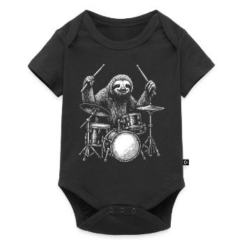 Drummer Sloth Animal Drum Set Musician Percussion - Baby Premium short-sleeve bodysuit - black - Front