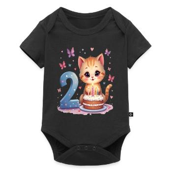 chaton mignon fille d’anniversaire 2e anniversaire - Body à manches courtes Premium Bébé - noir - Devant
