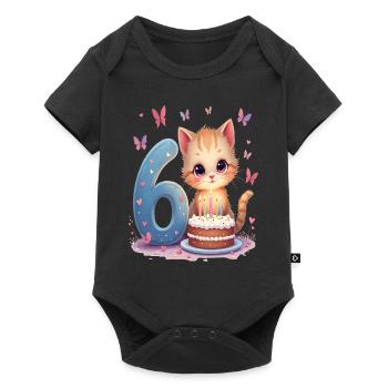 chaton mignon fille d’anniversaire 6e anniversaire - Body à manches courtes Premium Bébé - noir - Devant