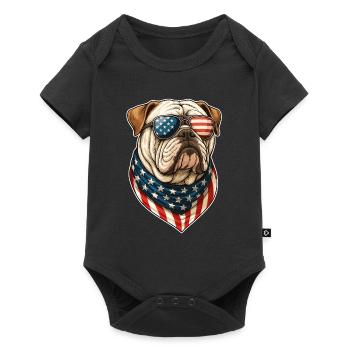 Englische Bulldogge USA - Baby Premium Kurzarmbody - Schwarz - Vorne