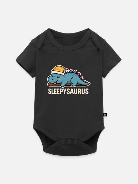 Sleepysaurus Dino Schlafshirt - Baby Premium Kurzarmbody - Schwarz