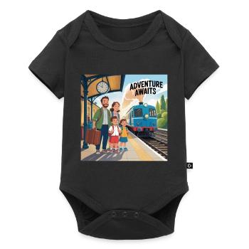 HOLIDAY WITH FAMILY, ADVENTURE AWAITS - Baby Premium short-sleeve bodysuit - black - Front