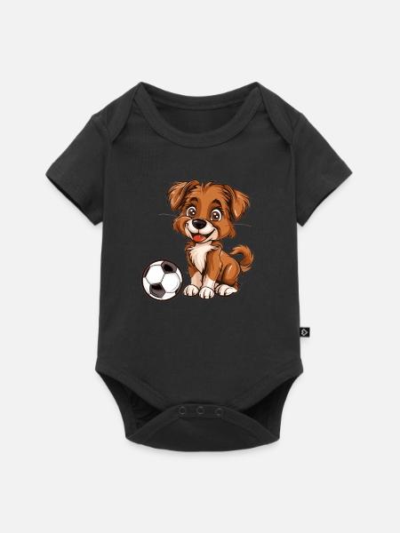 Fußballhund mit Charme - Baby Premium Kurzarmbody - Schwarz