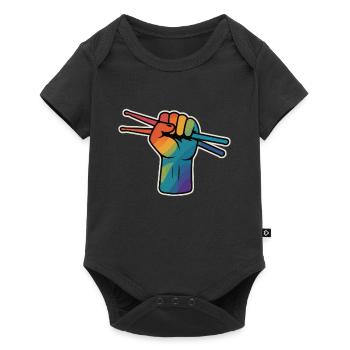 Drummer Power – Rainbow Fist - Baby Premium short-sleeve bodysuit - black - Front