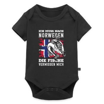 Norvège Pêche Dire Drôle Design - Body à manches courtes Premium Bébé - noir - Devant