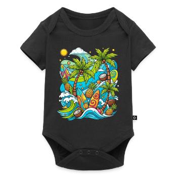 Modèle de vacances tropicales - Body à manches courtes Premium Bébé - noir - Devant