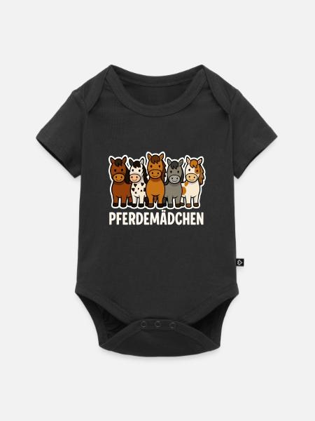 Pferdemädchen – Süßes Pony Design - Baby Premium Kurzarmbody - Schwarz