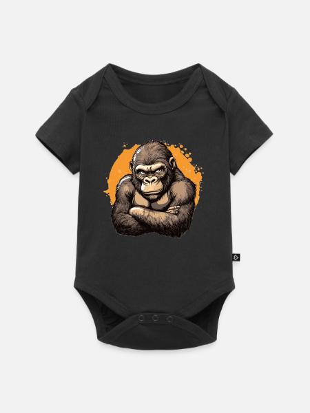Starker Gorilla im Comicstil - Baby Premium Kurzarmbody - Schwarz