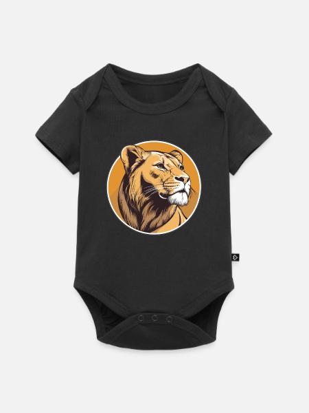 Stolze Löwin mit Blick - Baby Premium Kurzarmbody - Schwarz