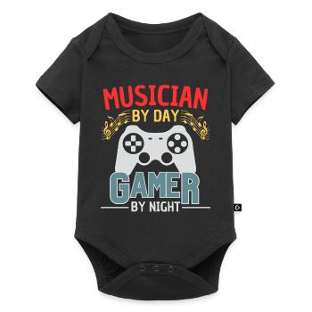 Musiciens le jour, joueurs la nuit - Body à manches courtes Premium Bébé - noir - Devant