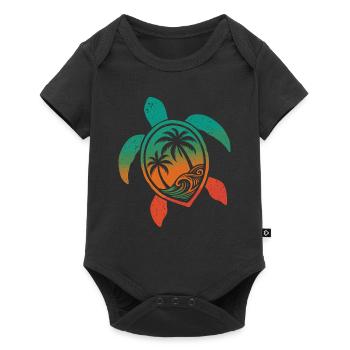 Turtle Motif Waves Festival Turtle Surfer - Baby Premium short-sleeve bodysuit - black - Front