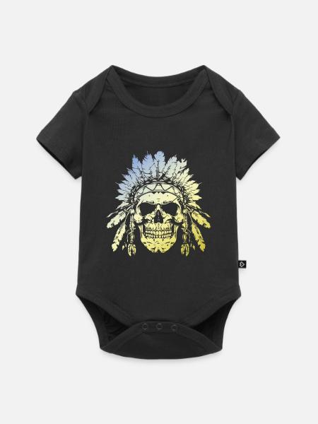 Häuptling Skull - Baby Premium Kurzarmbody - Schwarz