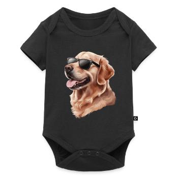 Golden Retriever cool avec des lunettes de soleil - Body à manches courtes Premium Bébé - noir - Devant