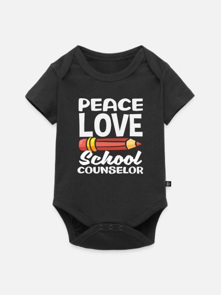 Frieden Liebe Schulberater Kunstwerk - Baby Premium Kurzarmbody - Schwarz