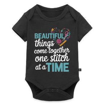 Sewing and embroidery design – stitch by stitch to Schönh - Baby Premium short-sleeve bodysuit - black - Front