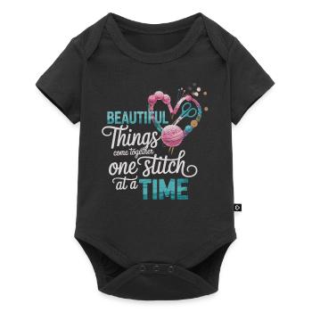 Motif de couture – point par point à la beauté - Body à manches courtes Premium Bébé - noir - Devant