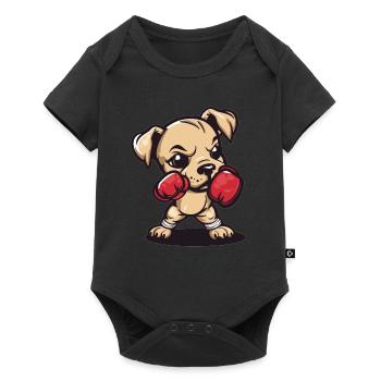 Boxer dog with power - Baby Premium short-sleeve bodysuit - black - Front
