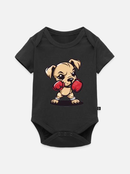Boxerhund mit Power - Baby Premium Kurzarmbody - Schwarz