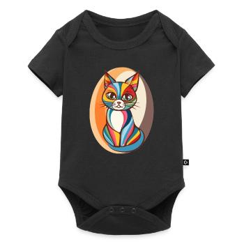 Chat Pop Art coloré - Body à manches courtes Premium Bébé - noir - Devant