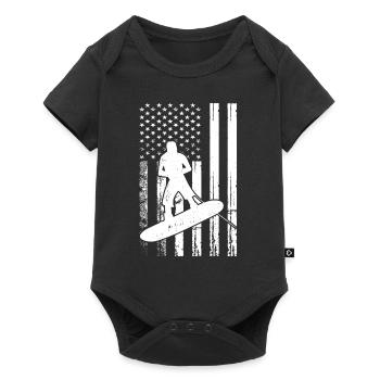 Wakeboarding US Flag Wakeboarding Wakesurfing - Baby Premium Kurzarmbody - Schwarz - Vorne