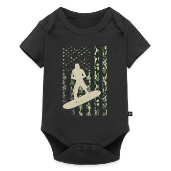 Wakeboarding US Flag Wakeboarding Wakesurfing - Baby Premium Kurzarmbody - Schwarz - Vorne