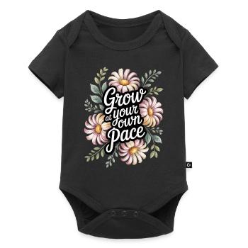 Wachse In Deinem Tempo Boho Blumen Vintage - Baby Premium Kurzarmbody - Schwarz - Vorne
