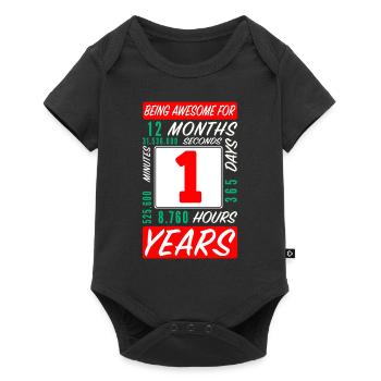 Enfants 1 Années Anniversaire Mois Heures - Body à manches courtes Premium Bébé - noir - Devant