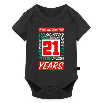 Famille 21 Ans Anniversaire Mois Heures - Body à manches courtes Premium Bébé - noir - Devant