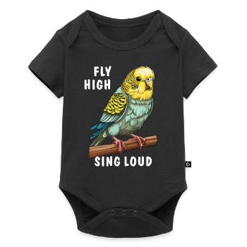 BIRD BUDGIE FLY HIGH SING LOUD - Baby Premium short-sleeve bodysuit - black - Front