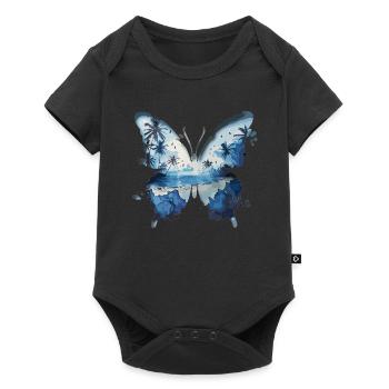 Papillons tropicaux dans la mer - Body à manches courtes Premium Bébé - noir - Devant