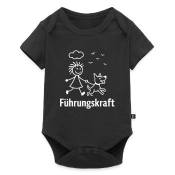Leader – Dog walk with humor - Baby Premium short-sleeve bodysuit - black - Front
