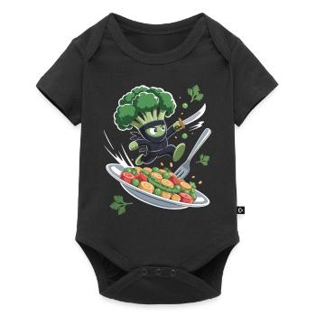 Brocoli Ninja en action - Body à manches courtes Premium Bébé - noir - Devant