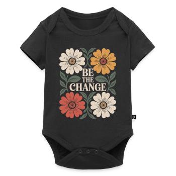 Be the Change Vintage Floral Inspiration Quote - Baby Premium short-sleeve bodysuit - black - Front