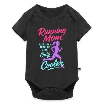 Running Mom - wie eine normale Mutter, nur cooler - Baby Premium Kurzarmbody - Schwarz - Vorne