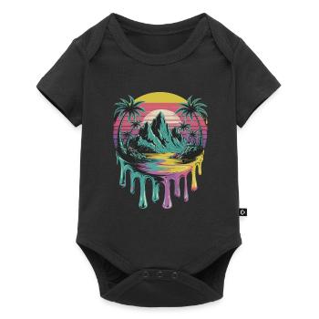 Île tropicale coucher de soleil palmiers Art - Body à manches courtes Premium Bébé - noir - Devant