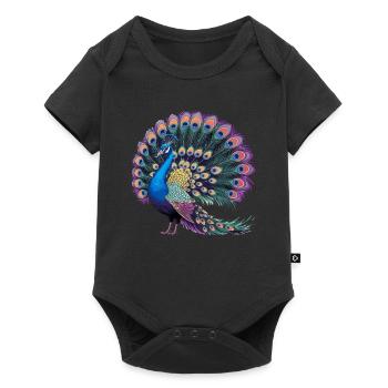 Exotic peacock with magnificent colors - Baby Premium short-sleeve bodysuit - black - Front