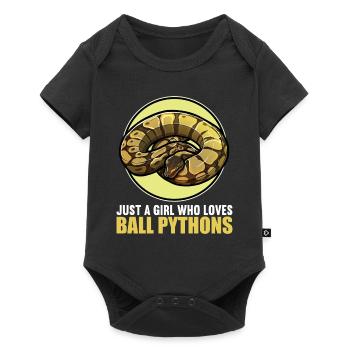 Ball Python Königspythons Königspython - Baby Premium Kurzarmbody - Schwarz - Vorne