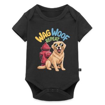 Wag Woof Repeat Shirt - Dog with Sunglasses - Baby Premium short-sleeve bodysuit - black - Front