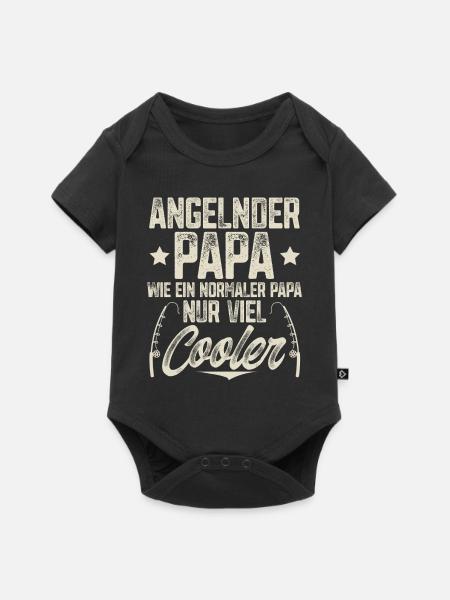 Angeln Angler Papa - Baby Premium Kurzarmbody - Schwarz