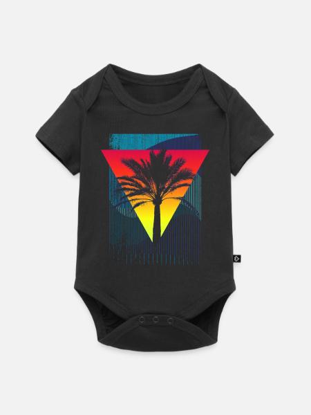 Palme (Dreieck, Streifen) - Baby Premium Kurzarmbody - Schwarz