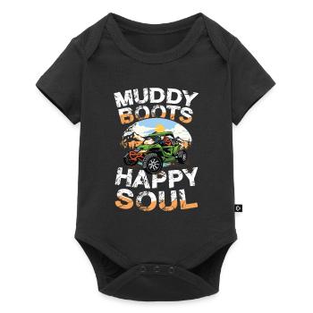 Muddy Boots Happy Soul Quad Abenteuer - Baby Premium Kurzarmbody - Schwarz - Vorne