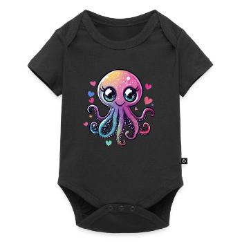 Pieuvre scintillante avec des coeurs - Body à manches courtes Premium Bébé - noir - Devant
