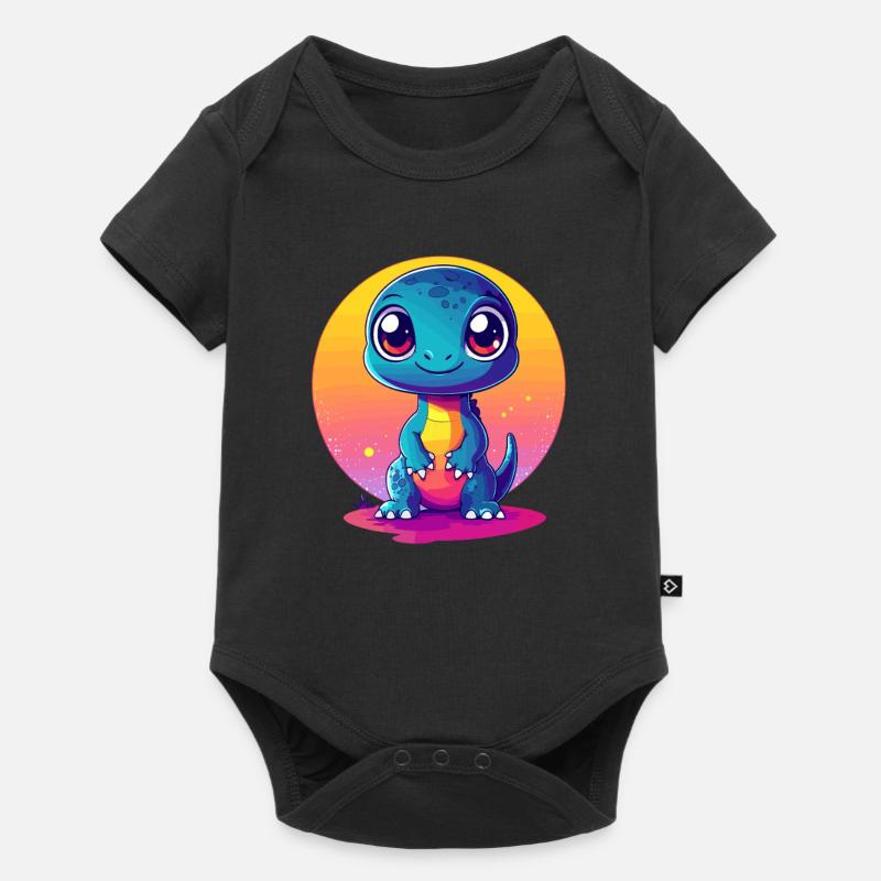 Dino au coucher du soleil - Body à manches courtes Premium Bébé - noir