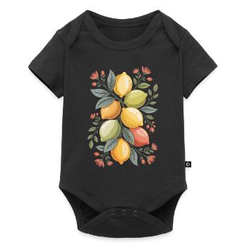 Lemons and Flowers Floral Artwork - Baby Premium short-sleeve bodysuit - black - Front
