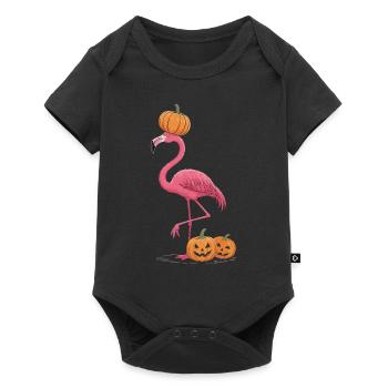 Flamant rose drôle avec citrouille – Chemise d’Halloween - Body à manches courtes Premium Bébé - noir - Devant