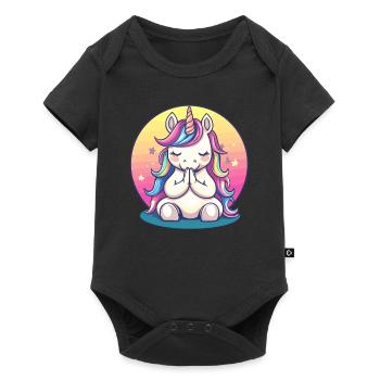 Licorne méditative - Body à manches courtes Premium Bébé - noir - Devant