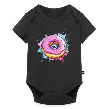 Beignet avec glaçage rose - Body à manches courtes Premium Bébé - noir - Devant
