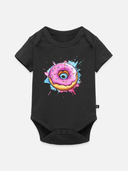 Donut mit pinker Glasur - Baby Premium Kurzarmbody - Schwarz