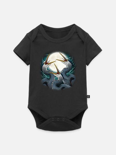 Drei Blaureiher Mond Heulen - Baby Premium Kurzarmbody - Schwarz